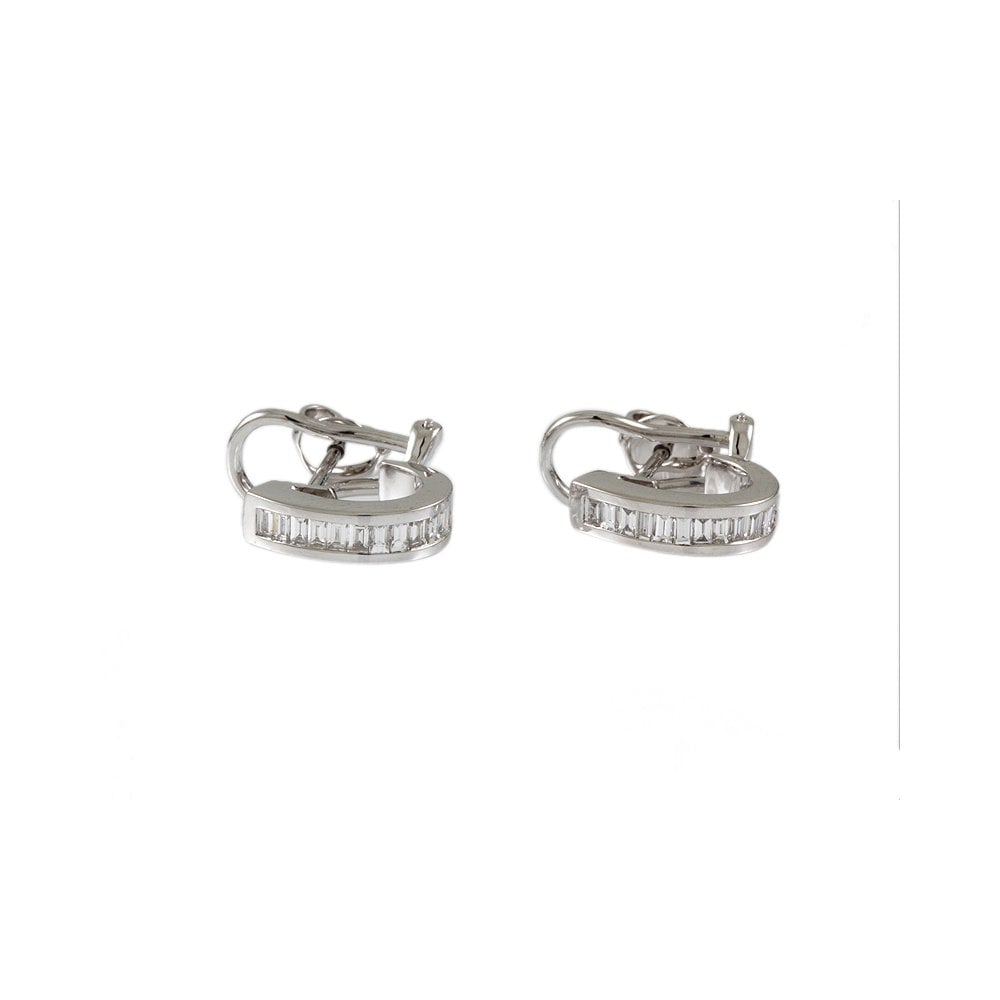 White Gold 0.54ct Baguette Diamond Hoop Earrings