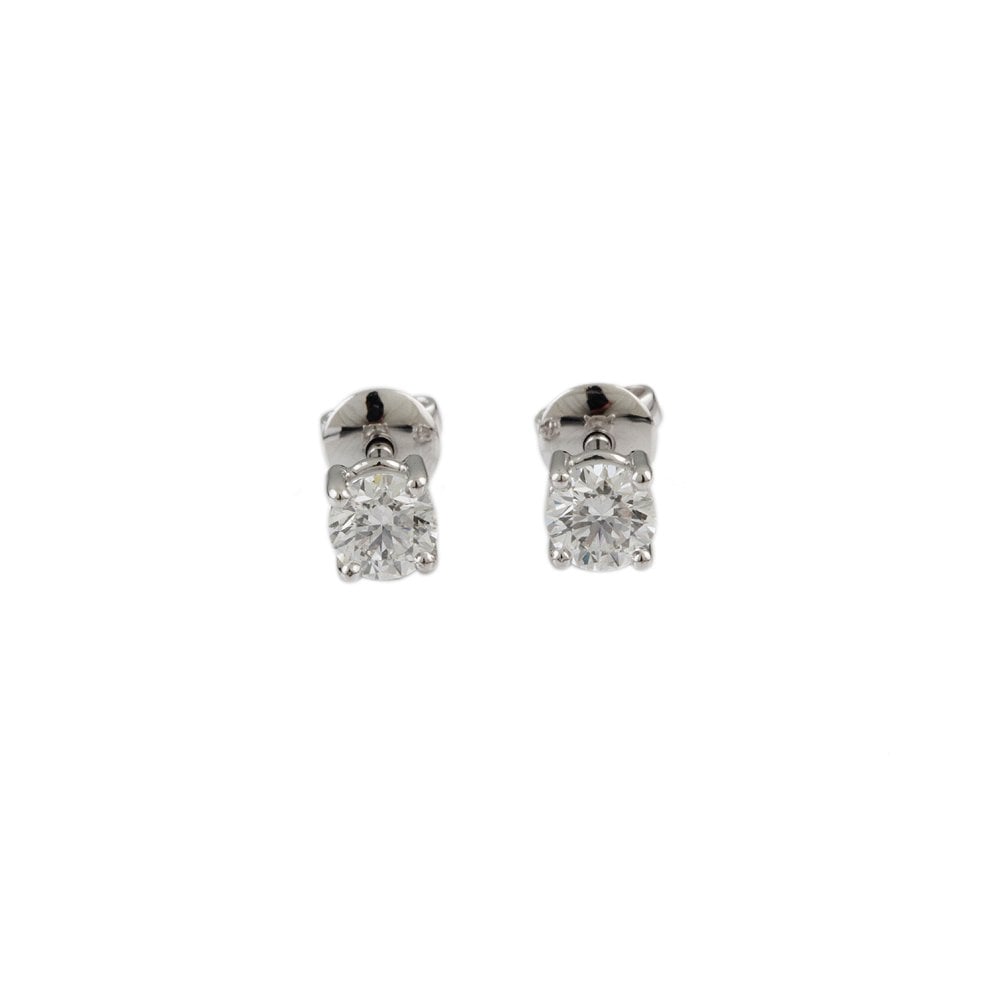 White Gold 0.80ct Round Brilliant Cut Diamond Solitaire Earrings