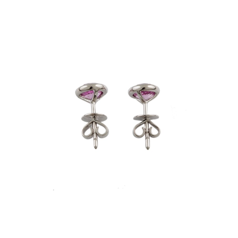 White Gold 1.42ct Round Pink Sapphire Single Stone Stud Earrings