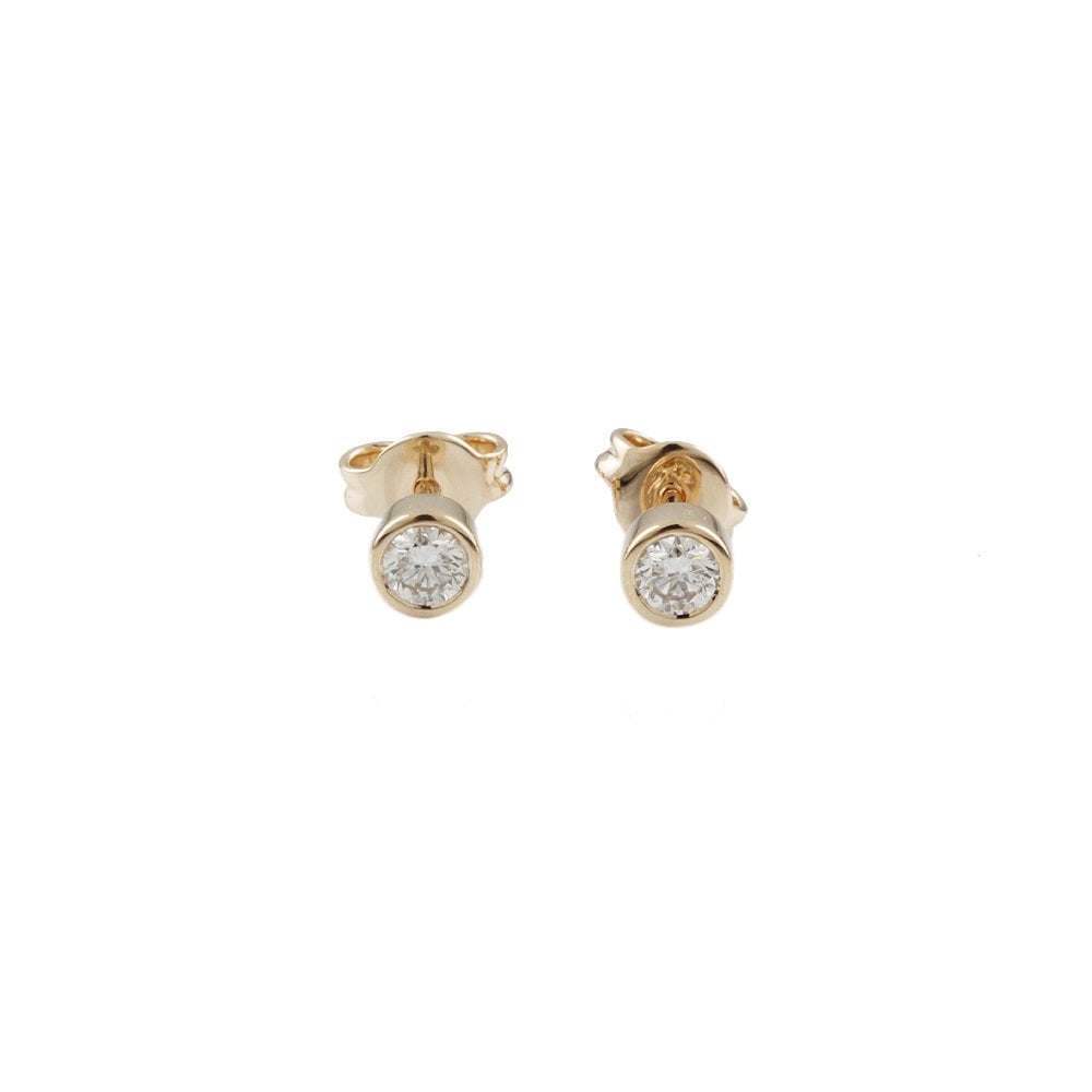Yellow Gold 0.35ct Round Brilliant Cut Diamond Solitaire Earrings