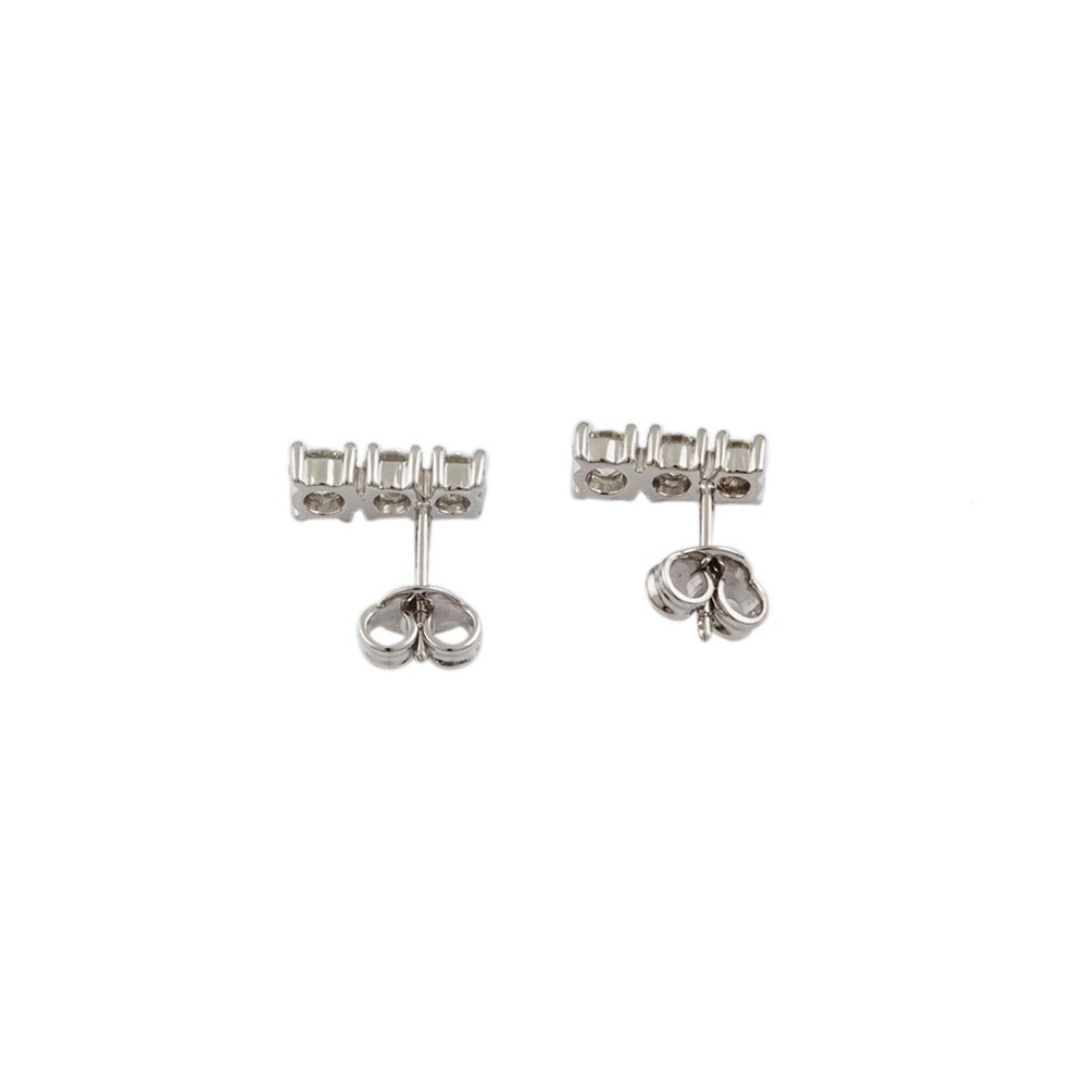 White Gold 1.08ct Round Brilliant Cut Diamond Three Stone Drop Earrings