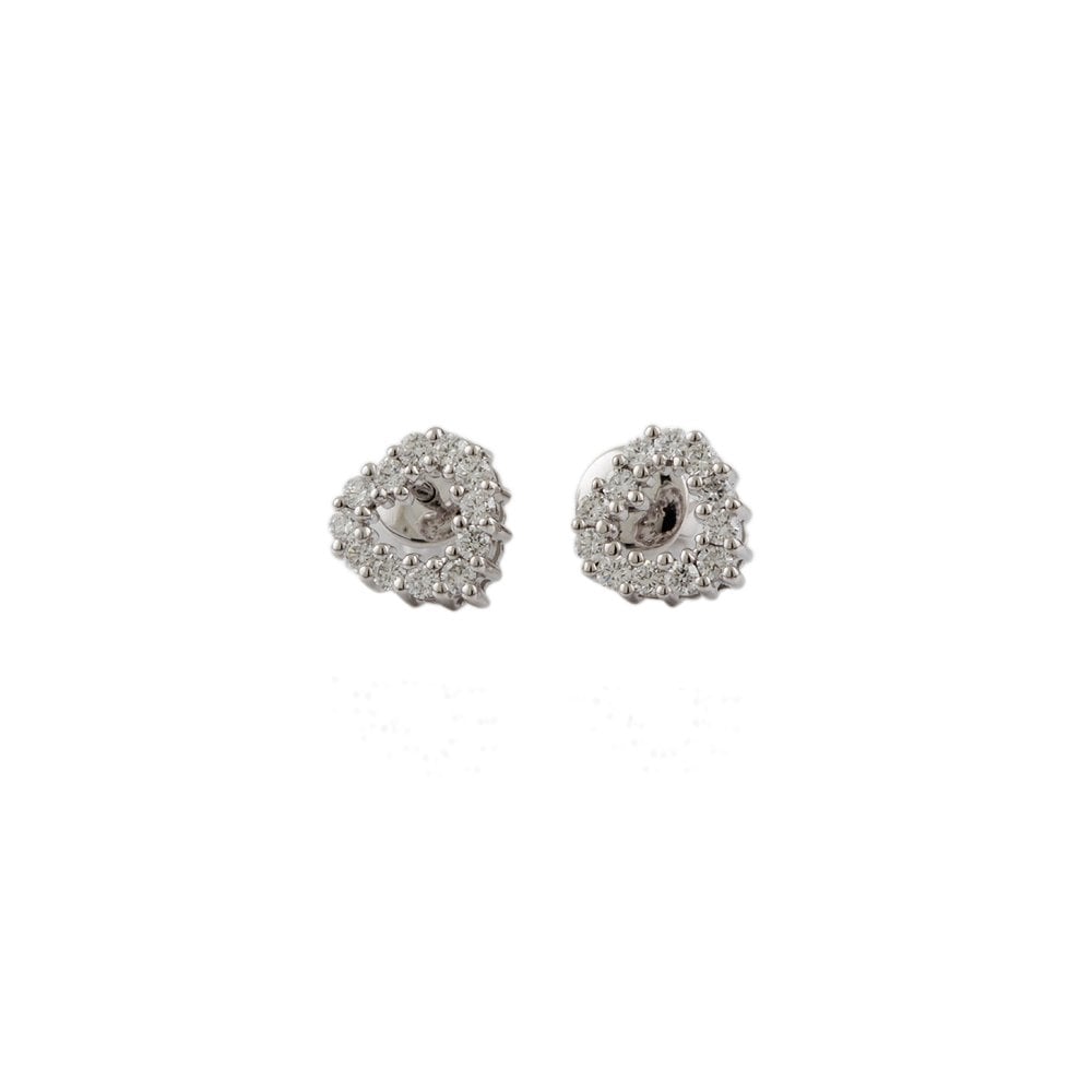 White Gold 0.34ct Round Brilliant Cut Diamond Heart Shaped Stud Earrings