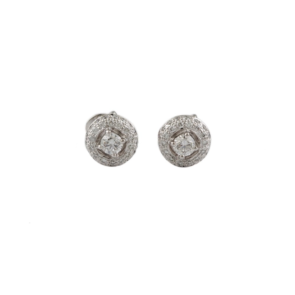 White Gold 0.66ct Round Brilliant Cut Diamond Cluster Earrings