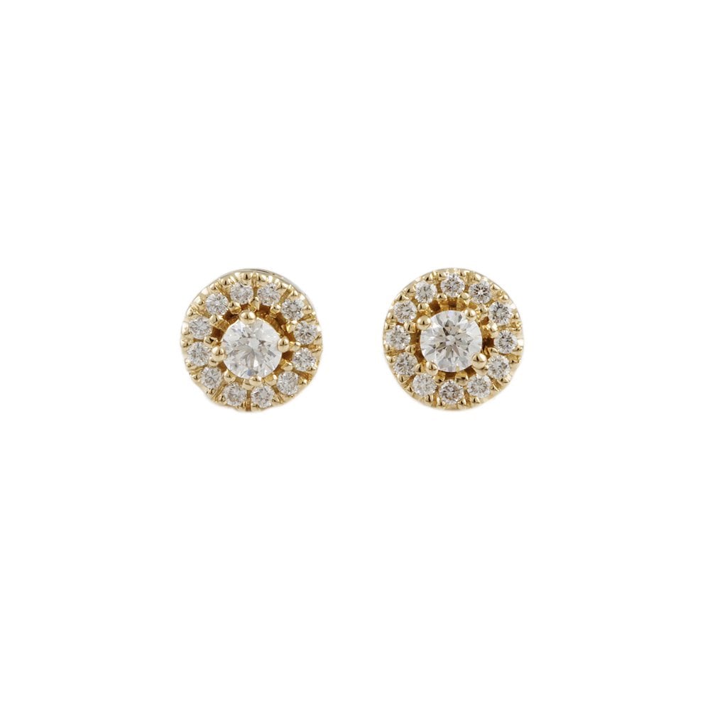 Yellow Gold 0.83ct Round Brilliant Cut Diamond Cluster Earrings