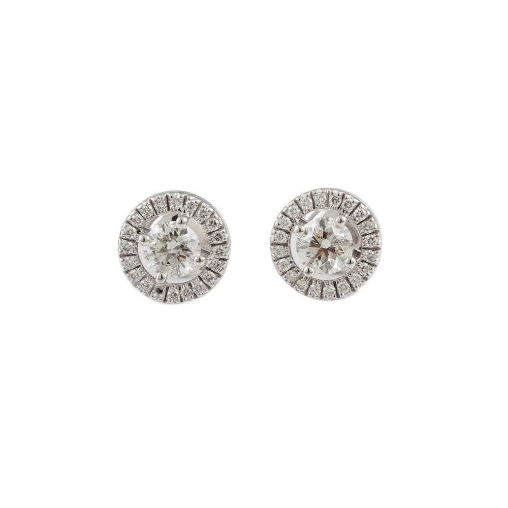 White Gold 1.29ct Round Brilliant Cut Diamond Cluster Earrings