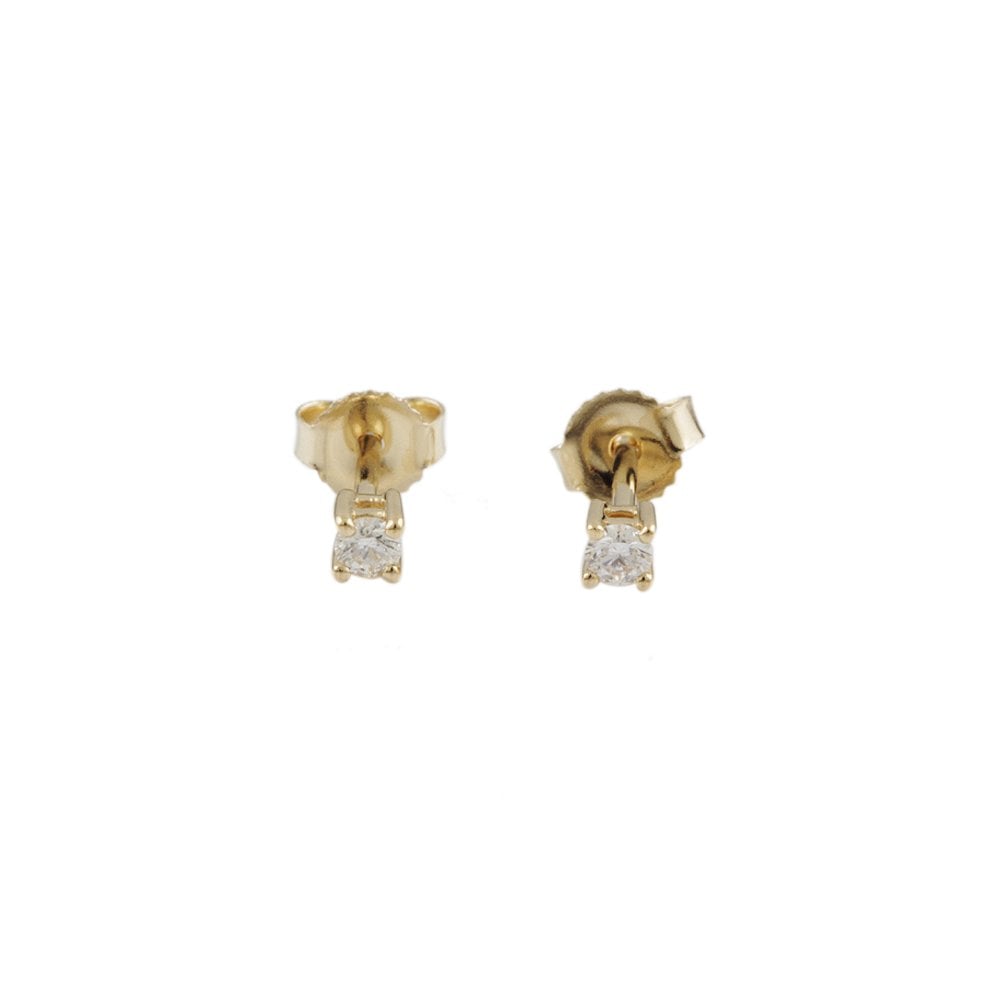 Yellow Gold Round Brilliant Cut Diamond Solitaire Earrings total diamond weight 0.25ct