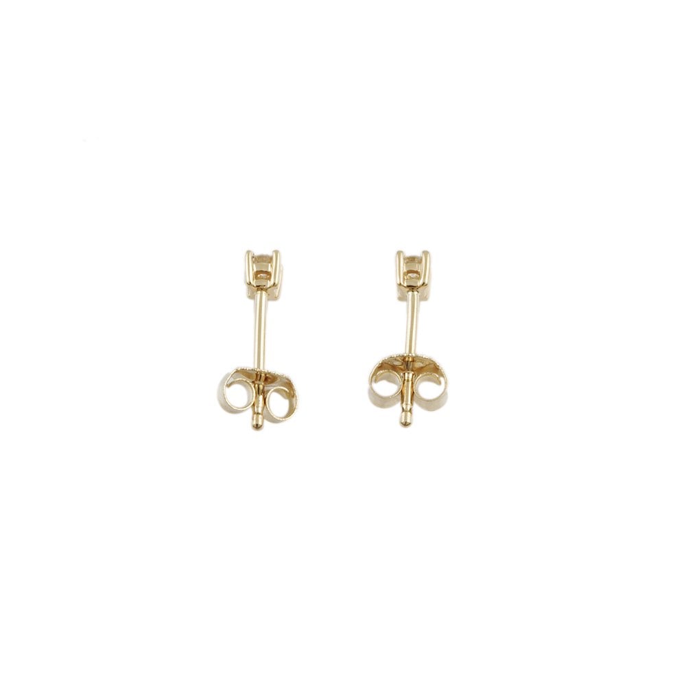 Yellow Gold Round Brilliant Cut Diamond Solitaire Earrings total diamond weight 0.25ct