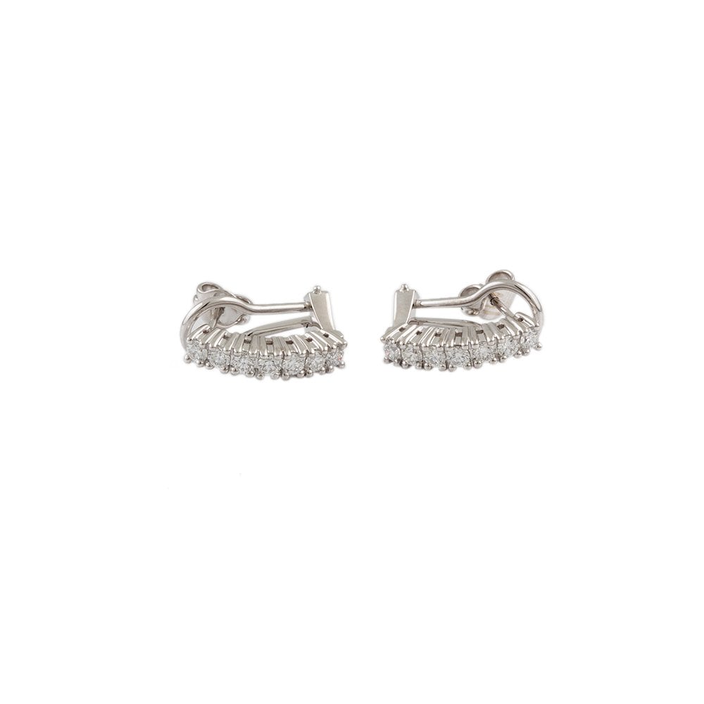 White Gold 1.03ct Round Brilliant Cut Diamond Half Hoop Earrings