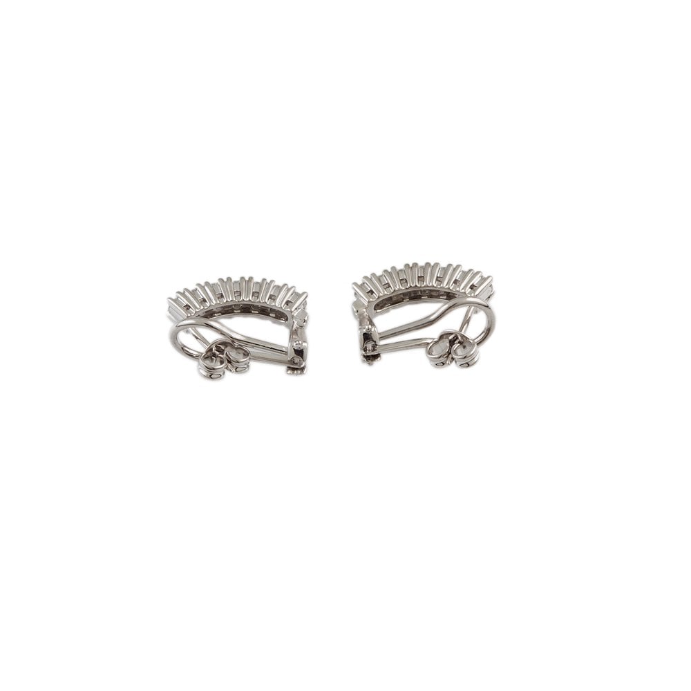 White Gold 1.03ct Round Brilliant Cut Diamond Half Hoop Earrings