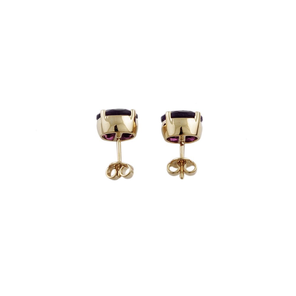 Yellow Gold 4.98ct Oval Amethyst Single Stone Stud Earrings