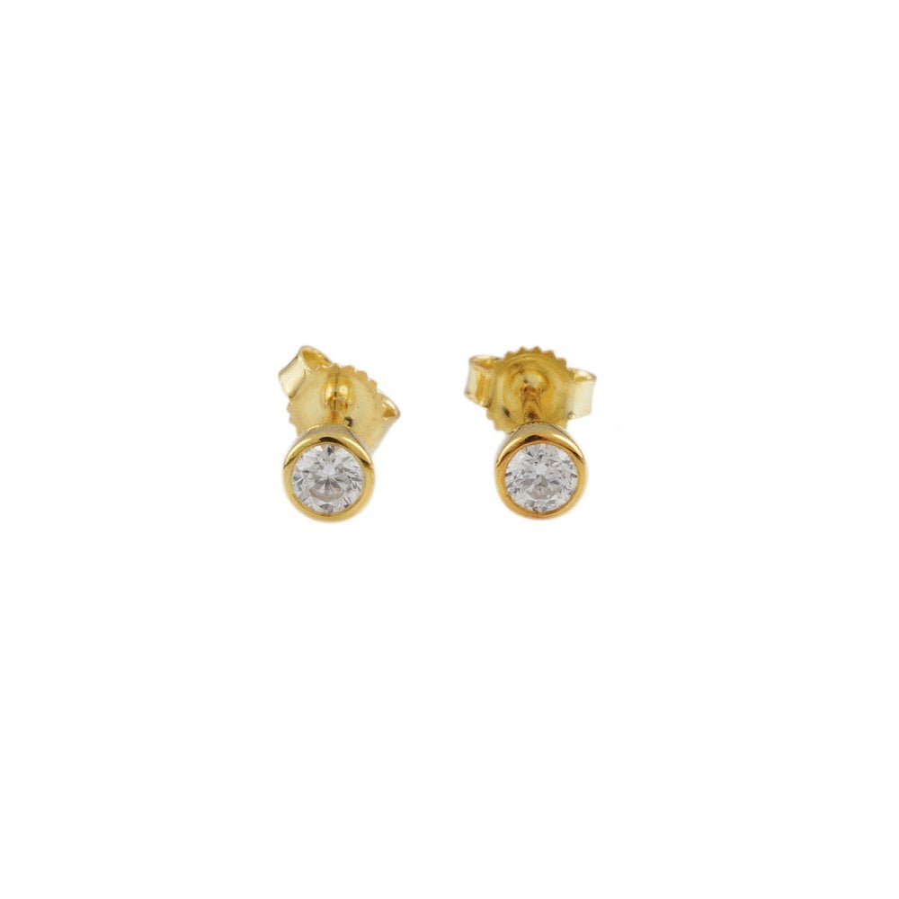 Yellow Gold 0.50ct Round Brilliant Cut Diamond Solitaire Earrings