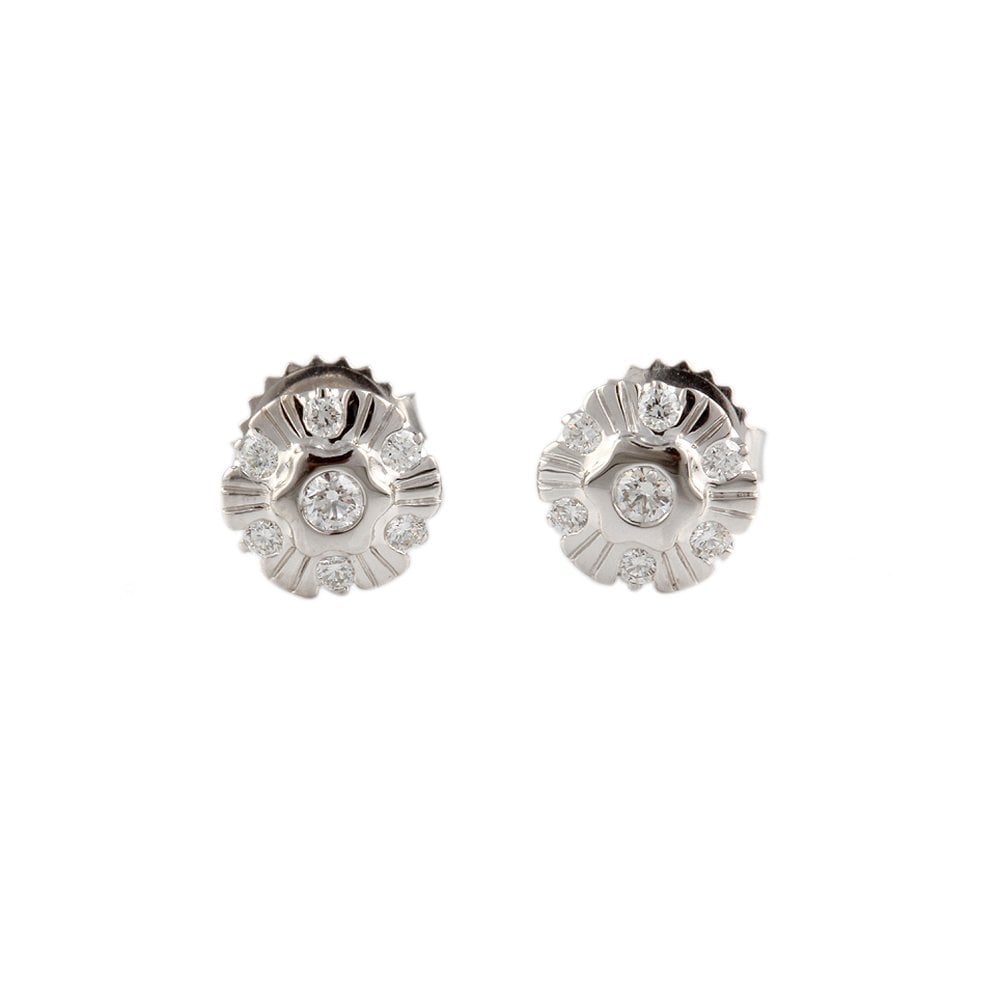 White Gold 0.31ct Round Brilliant Cut Diamond Cluster Earrings