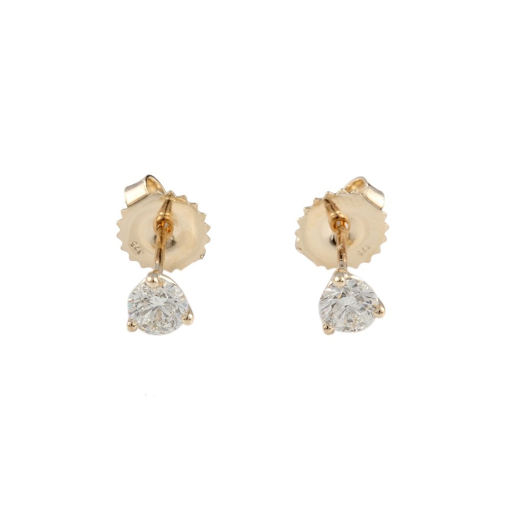 Yellow Gold 0.60ct Round Brilliant Cut Diamond Solitaire Earrings