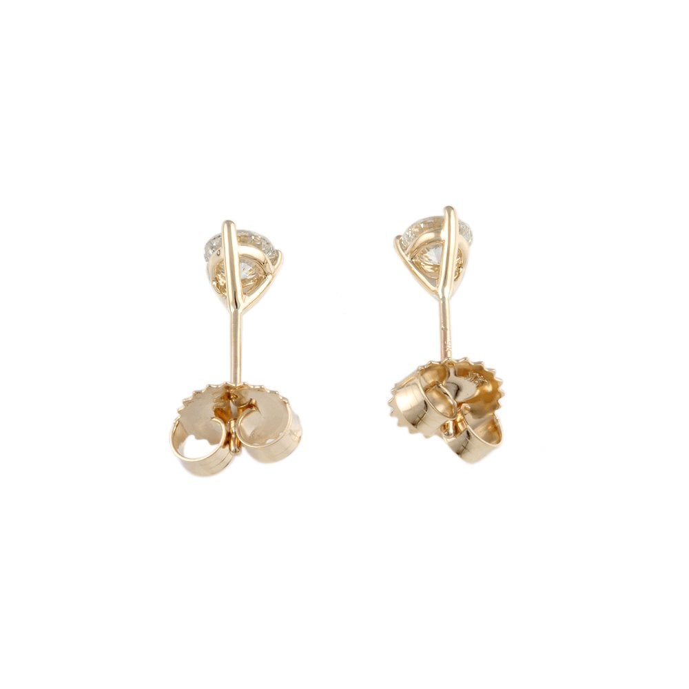 Yellow Gold 0.60ct Round Brilliant Cut Diamond Solitaire Earrings