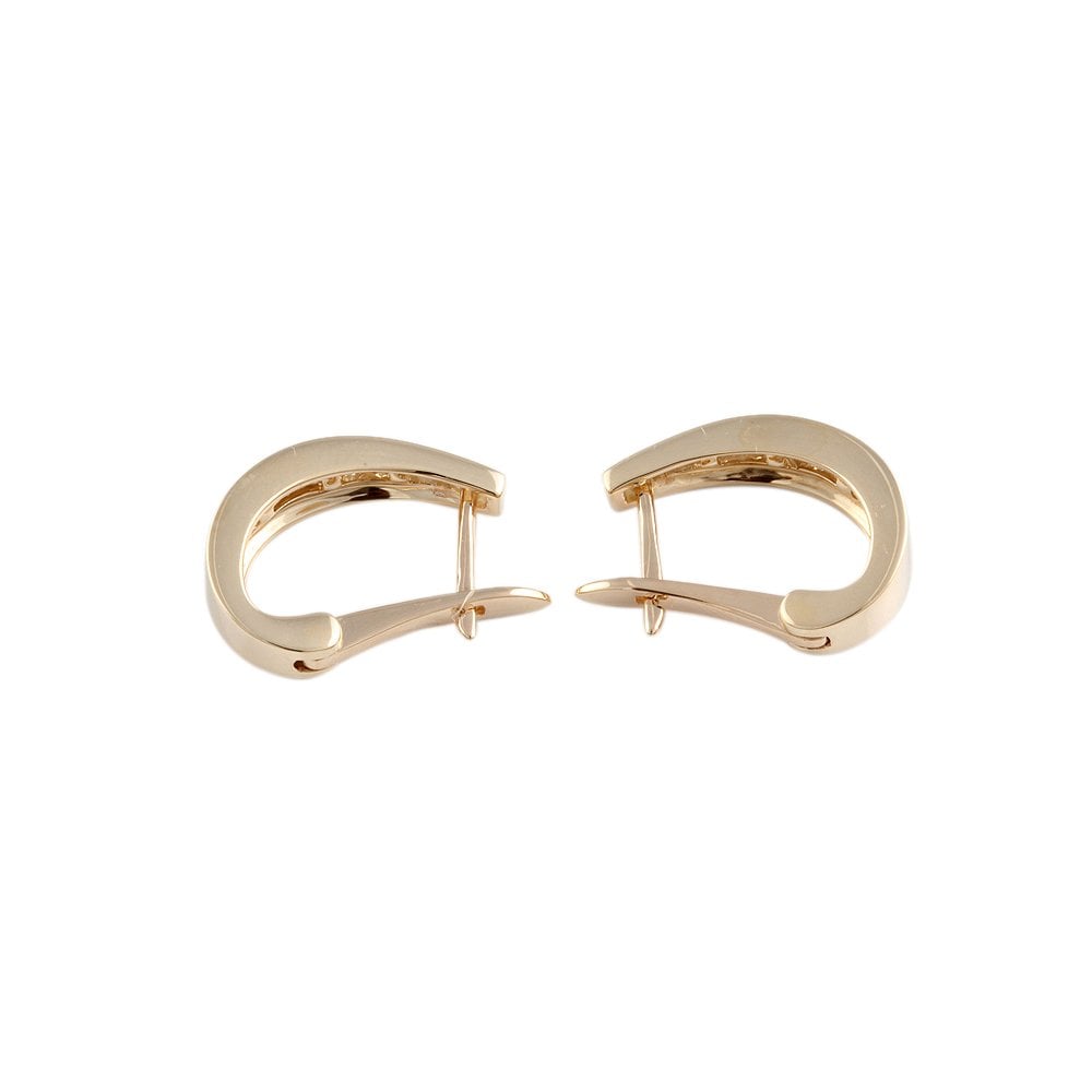 Yellow Gold 0.50ct Round Brillaint Cut Diamond Half Hoop Earrings