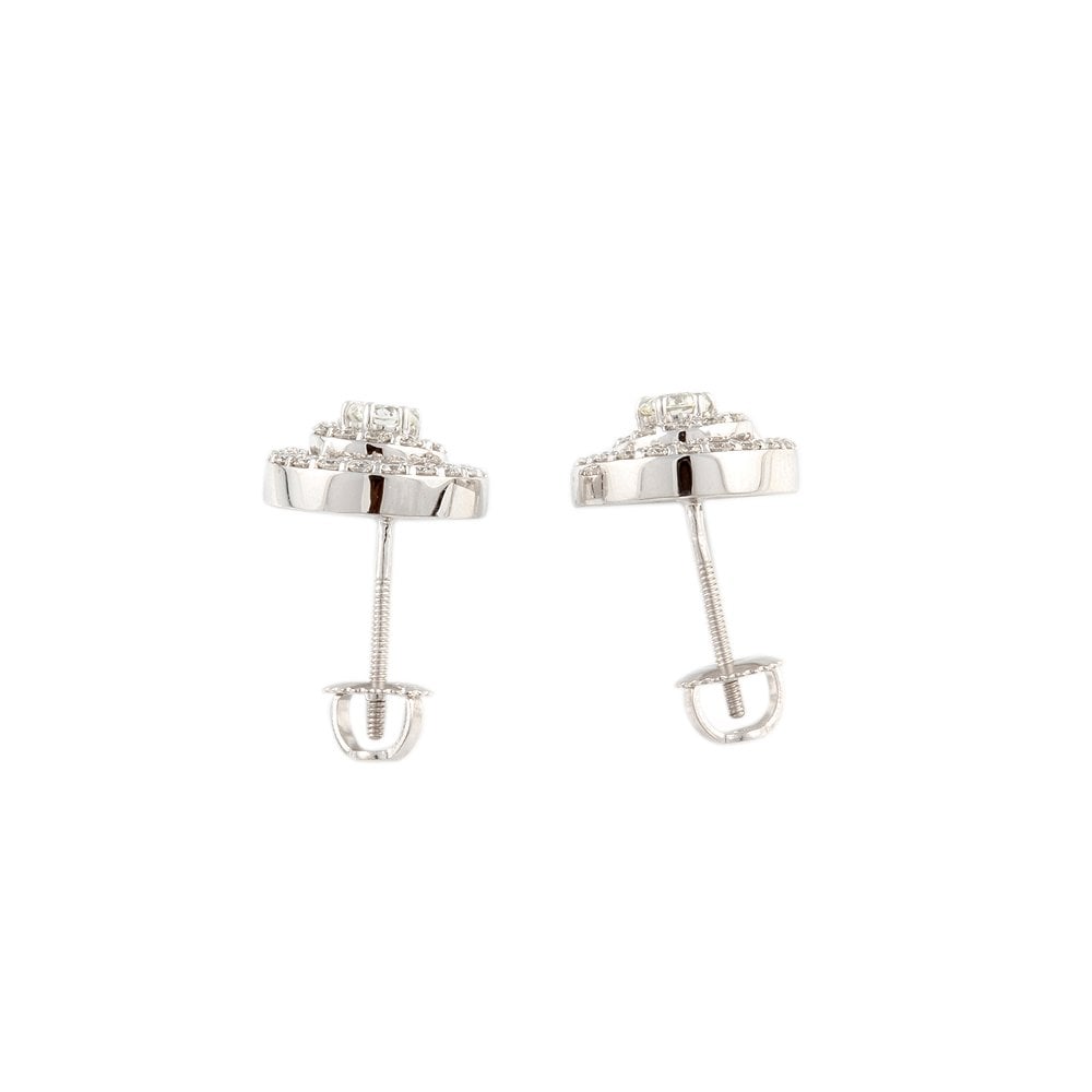 White Gold 1.03ct Round Brilliant Cut Diamond Cluster Earrings