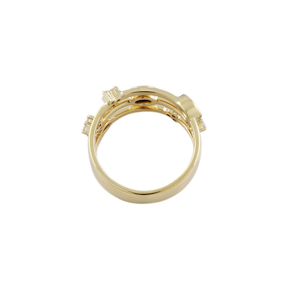 Yellow Gold 0.38ct Blue Sapphire and 0.13ct Round Cut Diamond  Bubble Ring