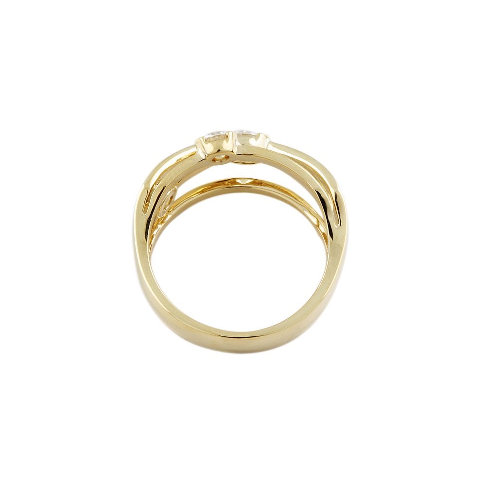 Yellow Gold Three stone 0.70ct Round Brilliant Cut Diamond Bubble Ring