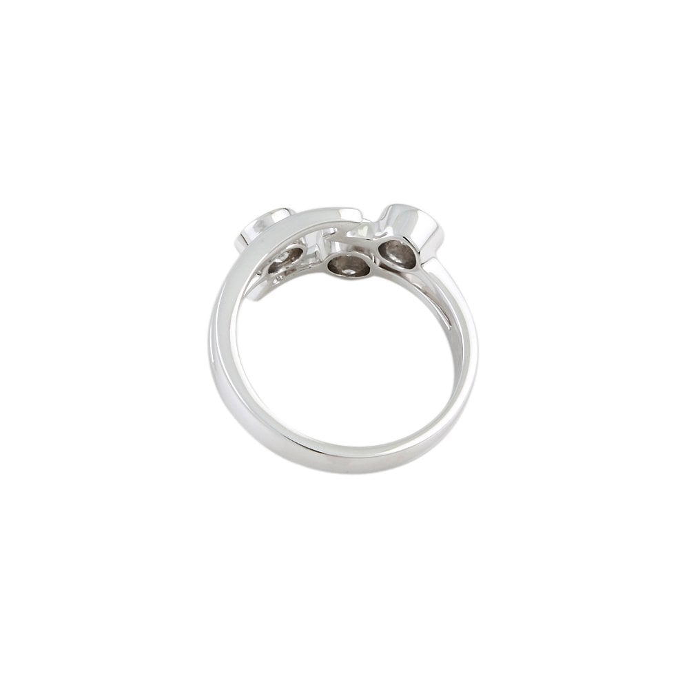 White Gold Three Stone Round Cut Diamond Bubble Ring  0.80ct