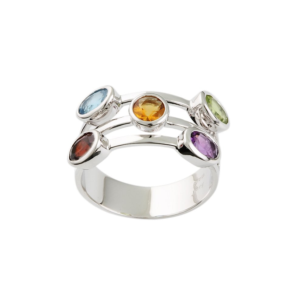 White Gold Multi Gem Set Bubble Ring  2.42ct