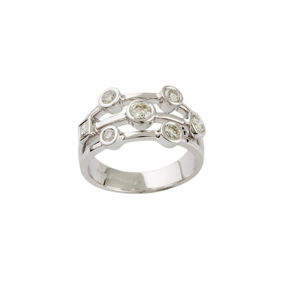White Gold Seven Stone Diamond Studded Bubble Ring 0.75ct