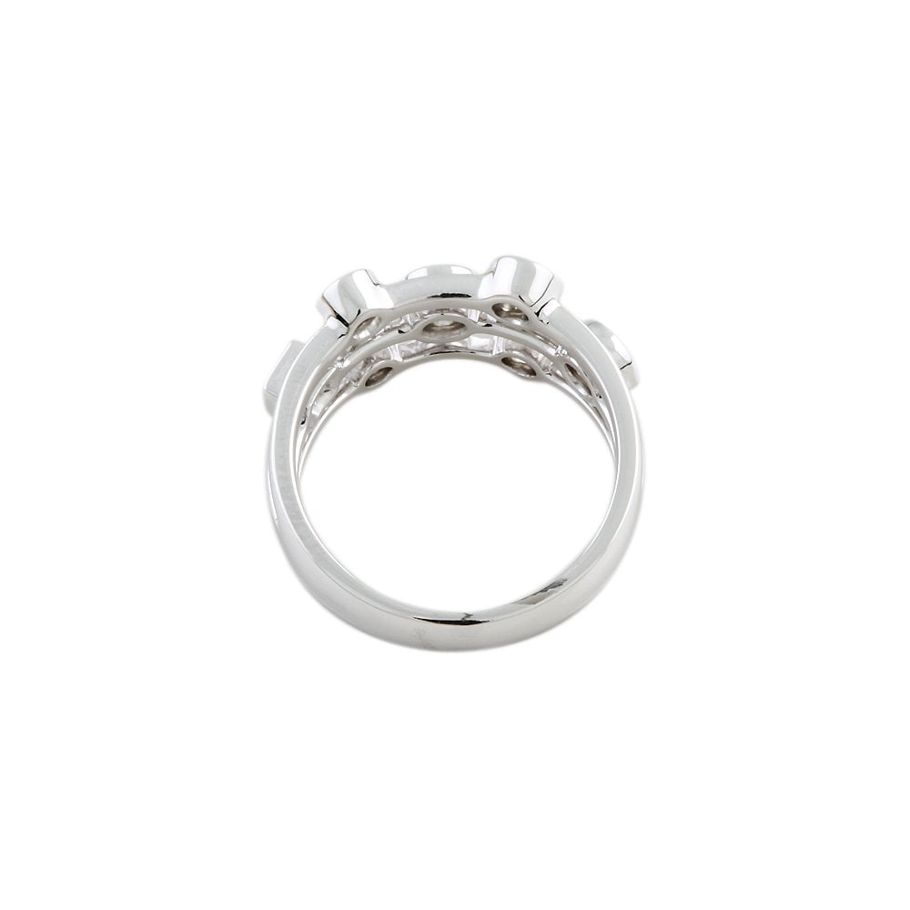 White Gold Seven Stone Diamond Studded Bubble Ring 0.75ct