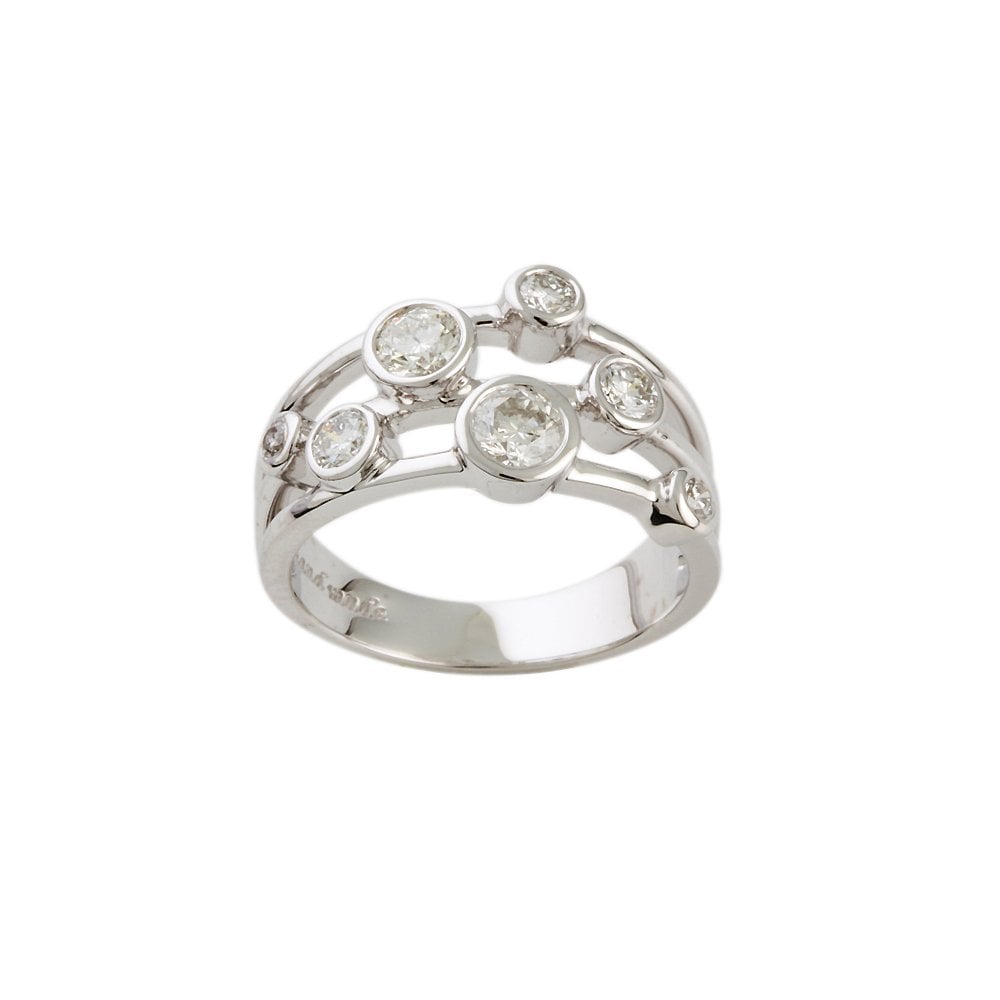 White Gold Seven Stone 1.00ct Round Brilliant Cut Diamond Bubble Ring