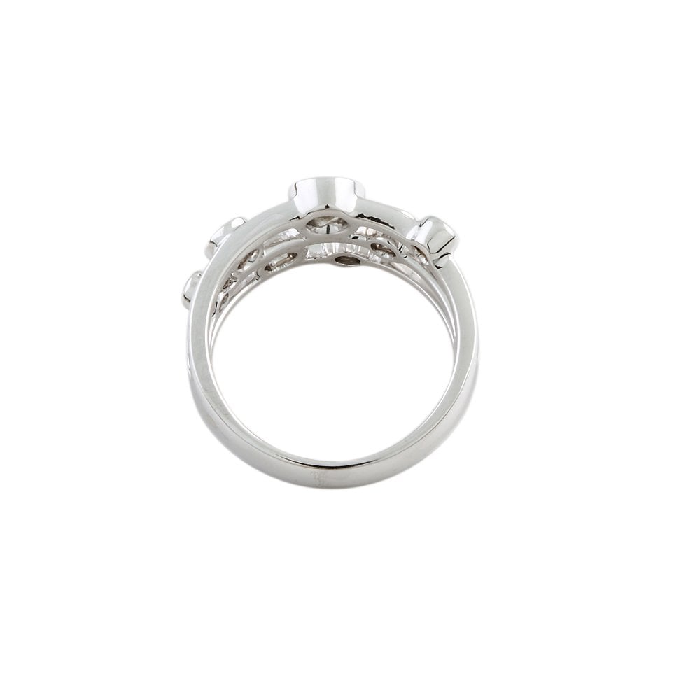 White Gold Seven Stone 1.00ct Round Brilliant Cut Diamond Bubble Ring