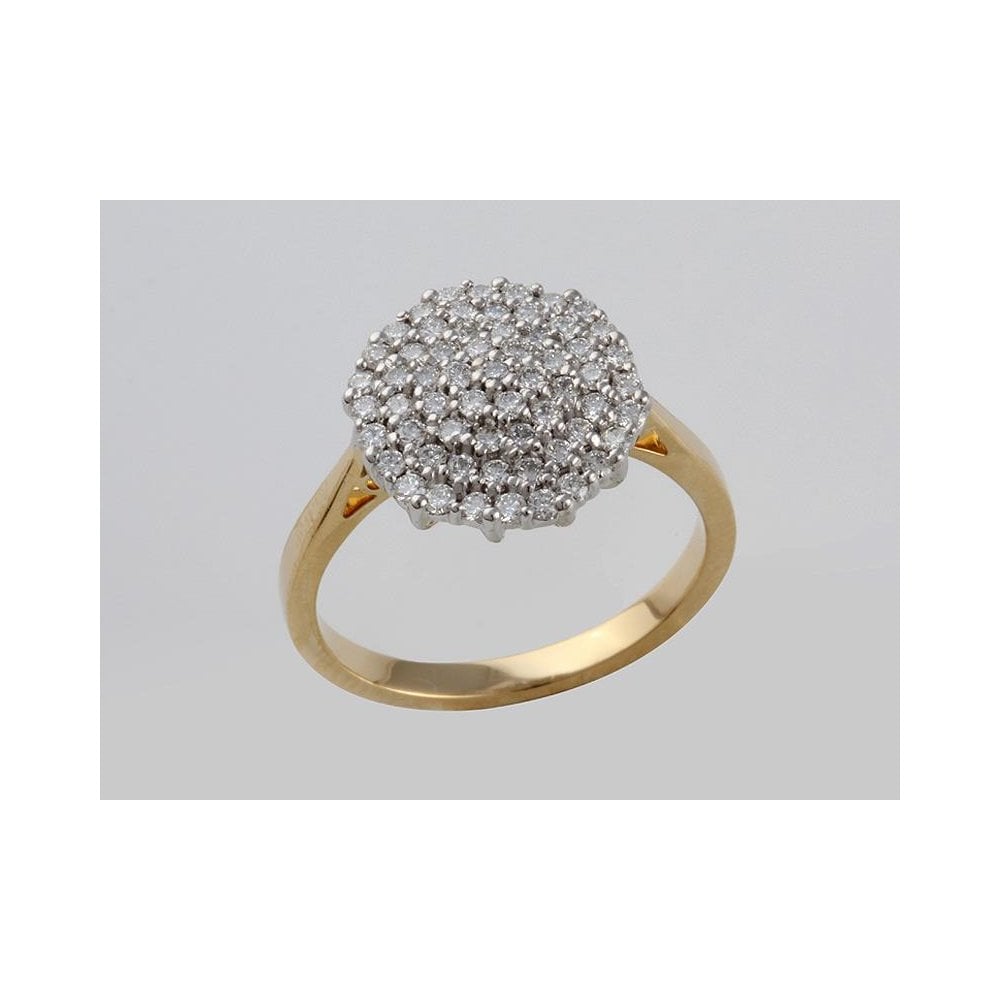 18ct Yellow And White Gold Diamond Cluster Ring 0.67ct