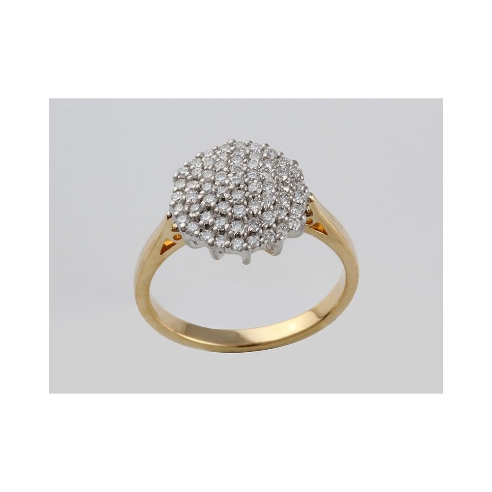 18ct Yellow And White Gold Diamond Cluster Ring 0.42ct