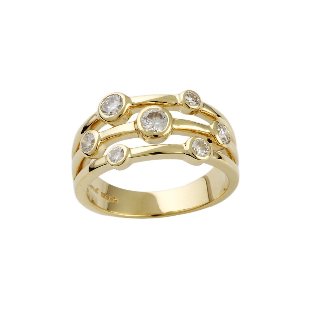 Yellow Gold Seven Stone 0.68ct Round Brilliant Cut Diamond Bubble Ring