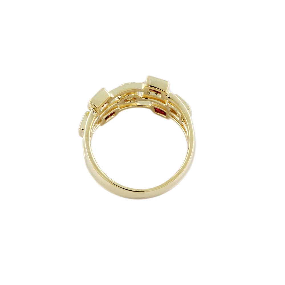 Yellow Gold Ruby and Diamond Set Bubble Ring