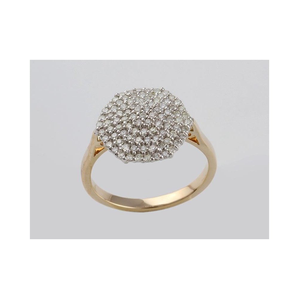 9ct Yellow And White Gold Diamond Cluster Ring 0.57ct