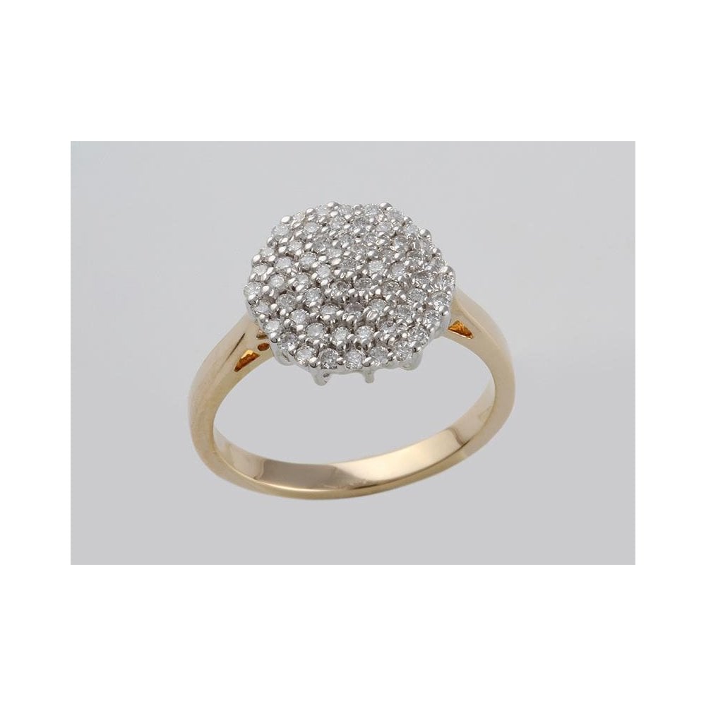 9ct Yellow And White Gold Diamond Cluster Ring 0.49ct