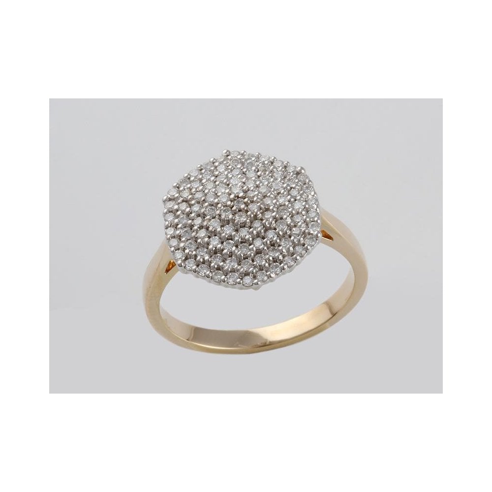 9ct Yellow And White Gold Diamond Cluster Ring 0.46ct