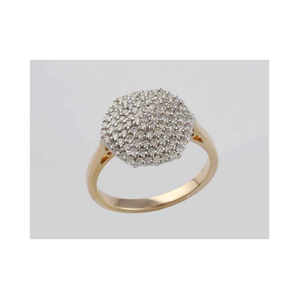 9ct Yellow And White Gold Diamond Cluster Ring 0.41ct