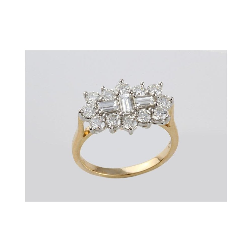 18ct Yellow Gold Diamond Cluster Ring With A Platinum Setting 1.76ct