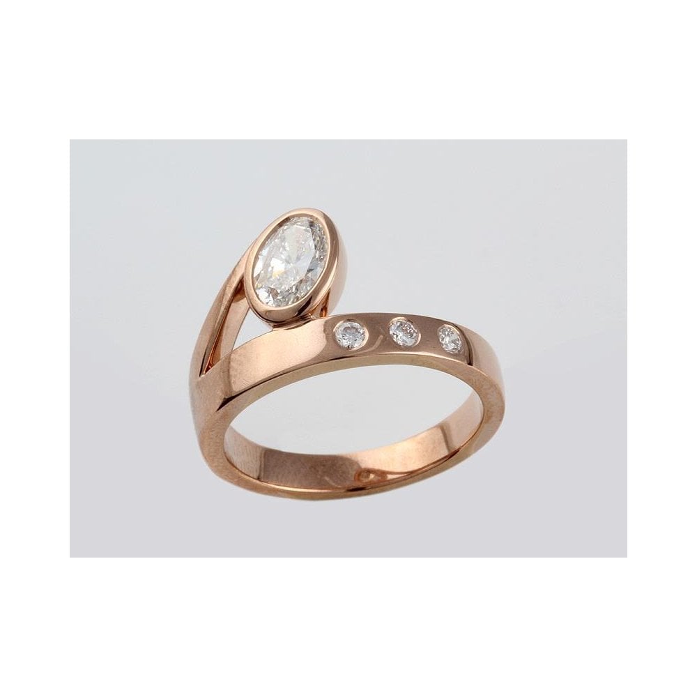 9ct Rose Gold GIA Certificated Diamond Dress Ring 0.82