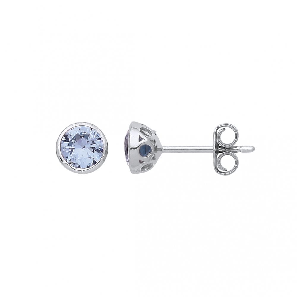 925 Sterling Silver Blue Spinal Single Stone Stud Earrings