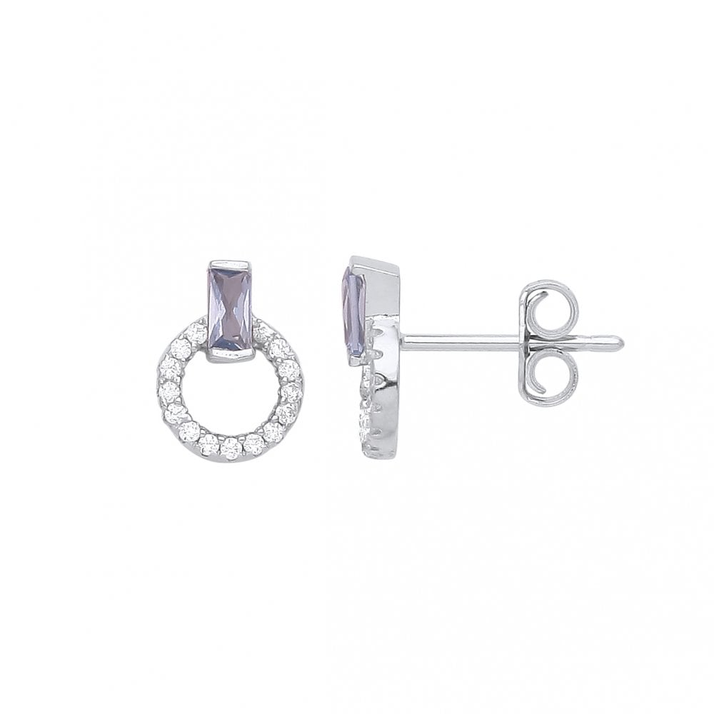 925 Sterling Silver Blue Spinal & CZ Stud Earrings