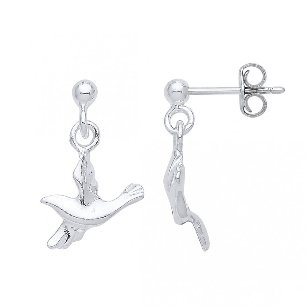 925 Sterling Silver Bird Drop Earrings