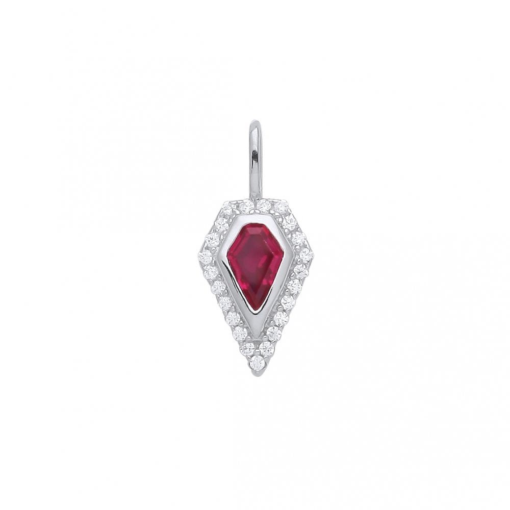 925 Sterling Silver Ruby & CZ Fancy Pendant
