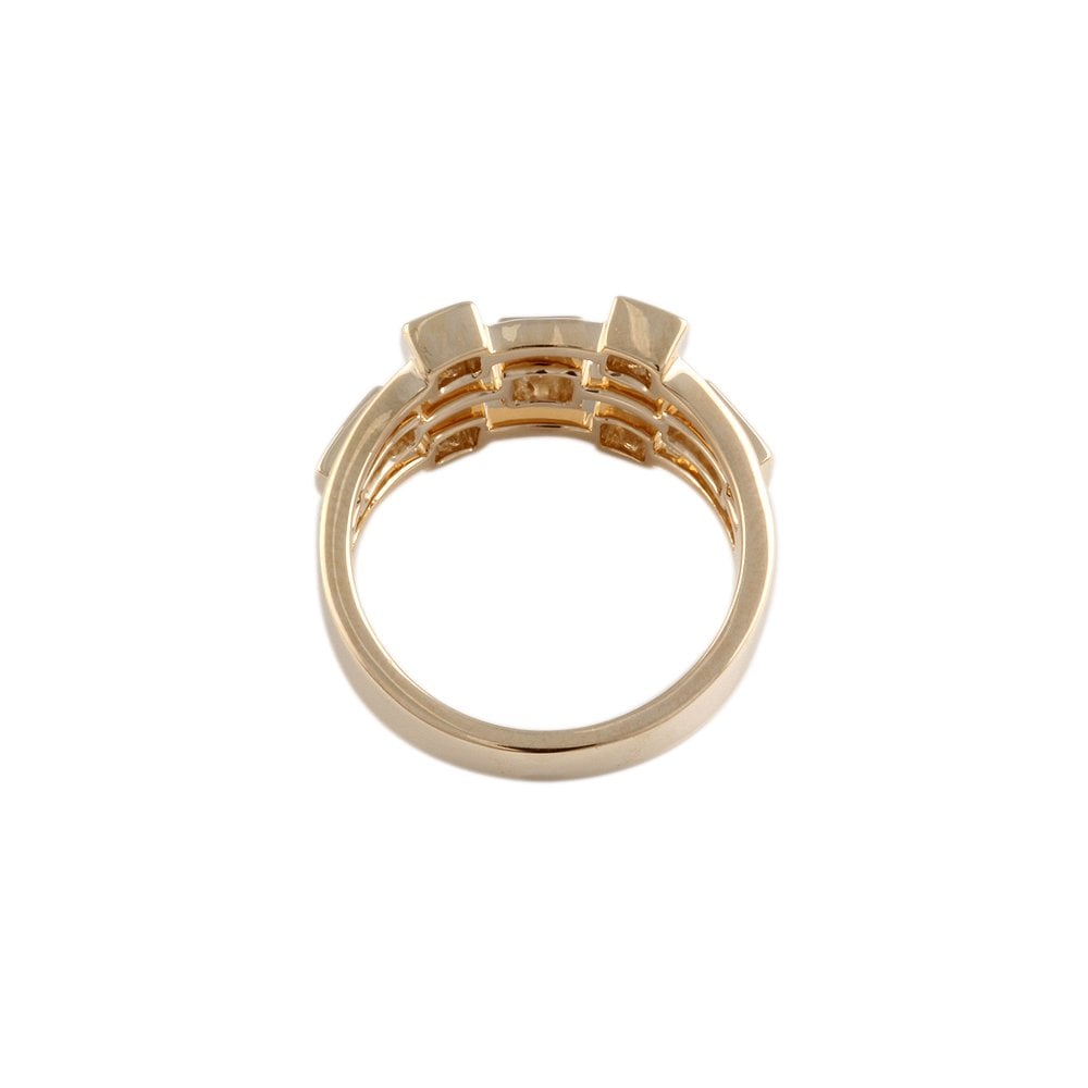 Yellow Gold Nine Stone 0.81ct Princess Cut Diamond Bubble Ring