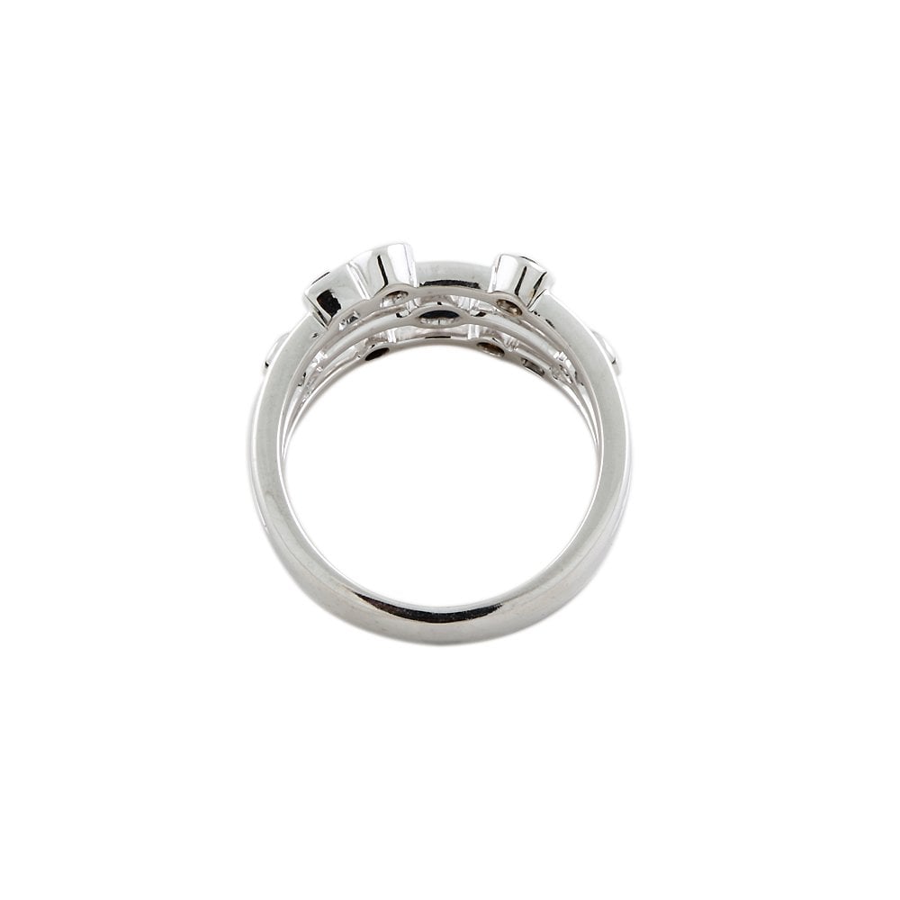 White Gold 0.19ct Round Diamond and 0.43ct Multiple Shaped Blue Sapphire Set Bubble Ring