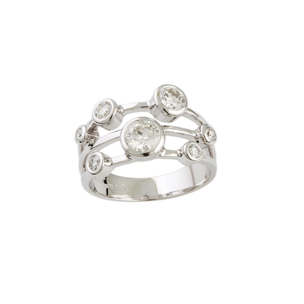 White Gold Seven Stone 1.07ct Round Brilliant Cut Diamond Set Bubble Ring