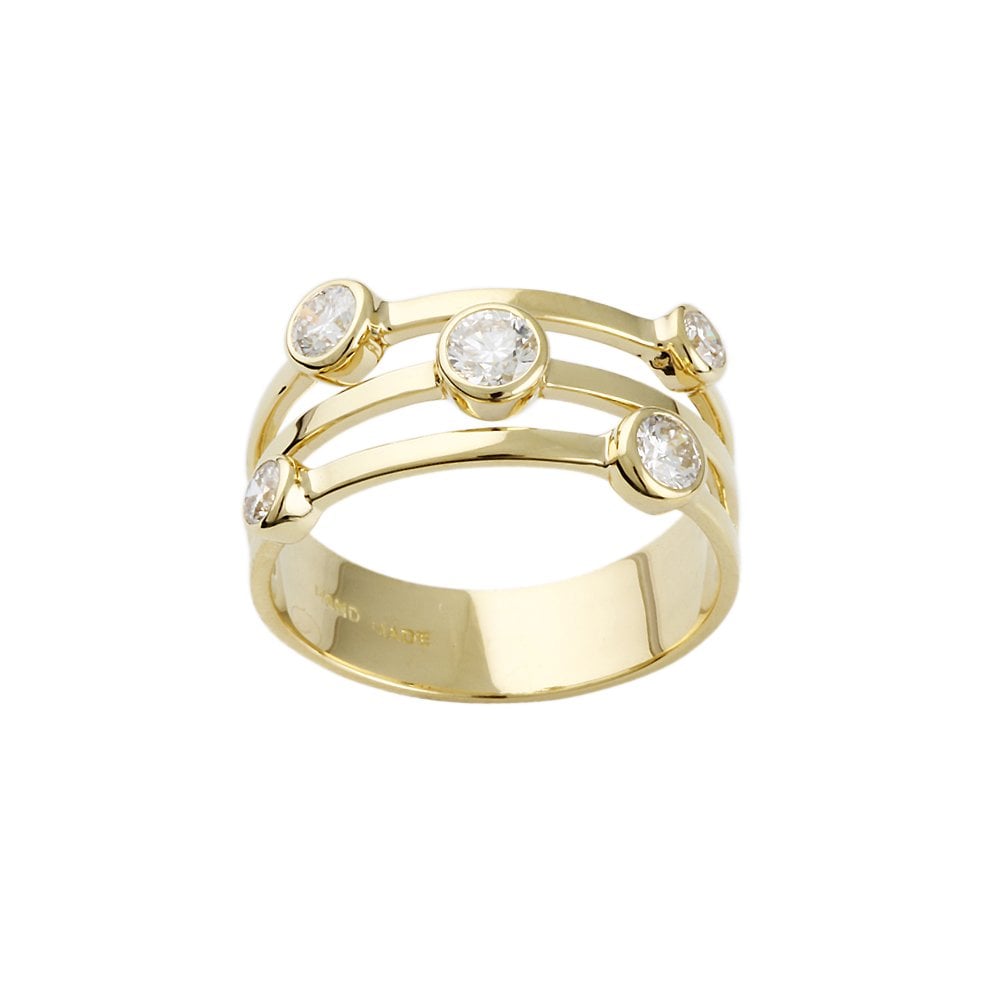 Yellow Gold Five Stone 0.87ct Round Diamond Set Bubble Ring