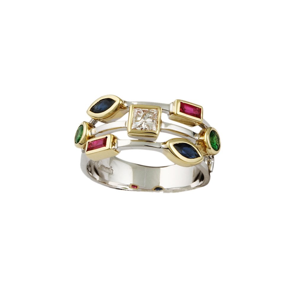 Yellow and White Gold  Multiple Stone Set Bubble Ring  1.35ct