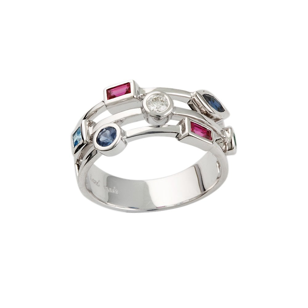 White Gold 0.92ct Multiple Stone Set Bubble Ring