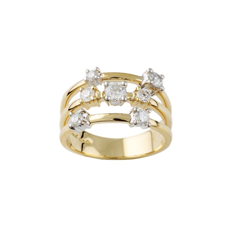9ct Yellow and White Gold Seven Stone 0.69ct Round Brilliant Cut Diamond Bubble Ring