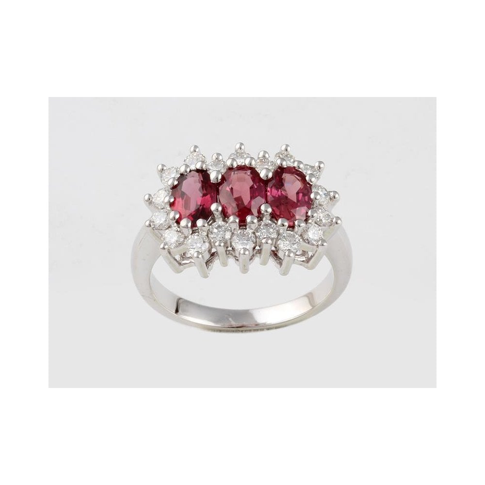 18ct White Gold Ruby 1.68ct And Diamond 0.61ct Dress Ring